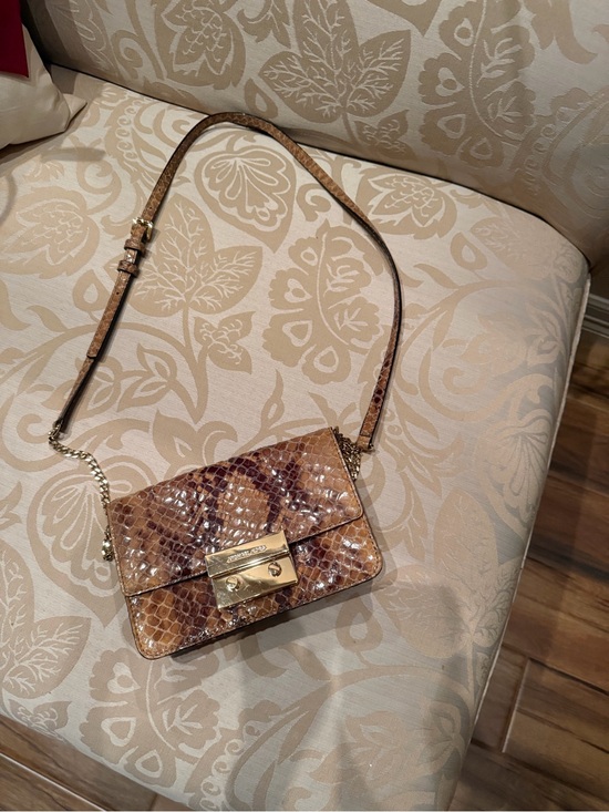 MICHAEL Michael Kors Handbags - MICHAEL Michael Kors Brown Snake-Embossed Crossbody with Gold Hardware